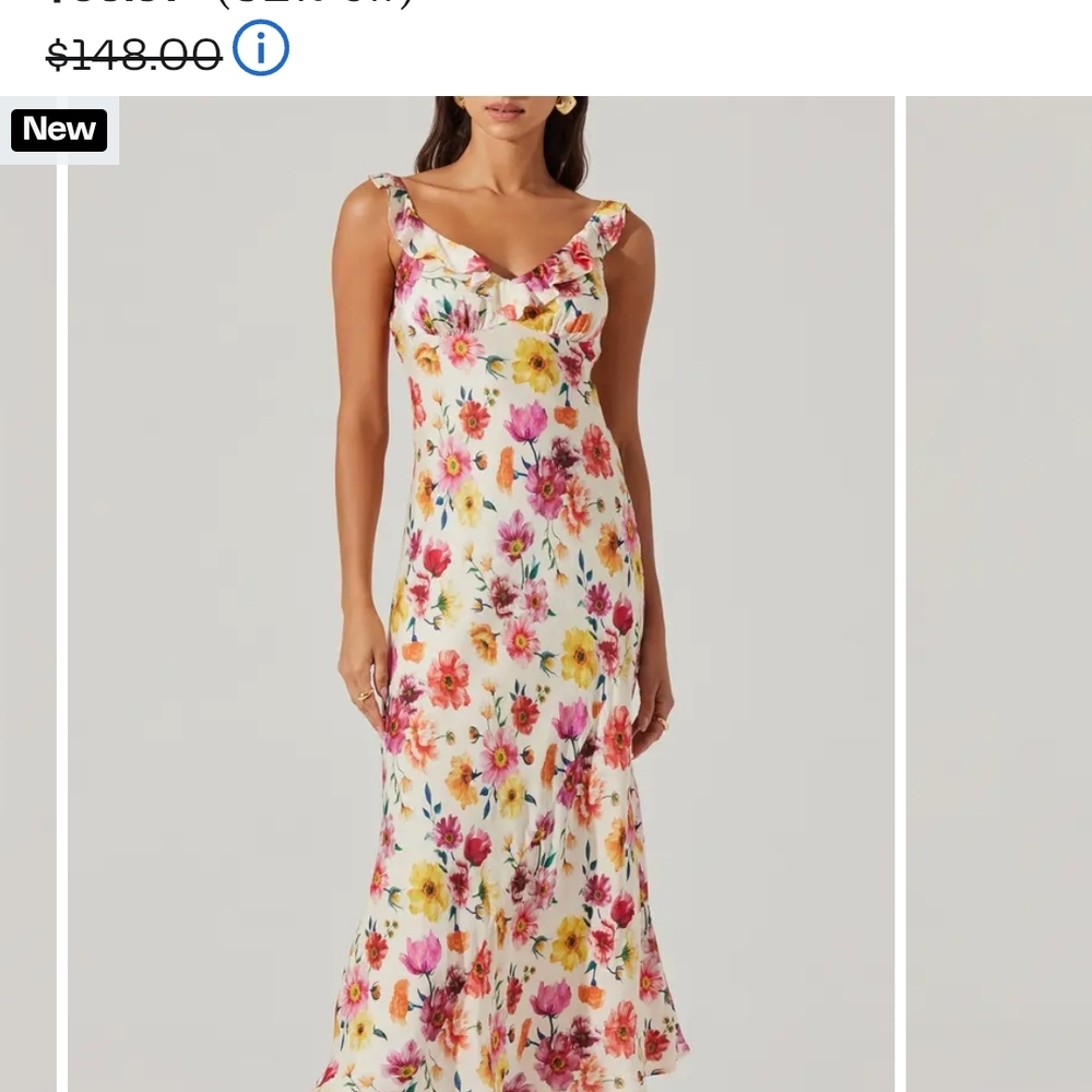 Astr White Floral Midi Dress with Pink Yellow Red Flowers